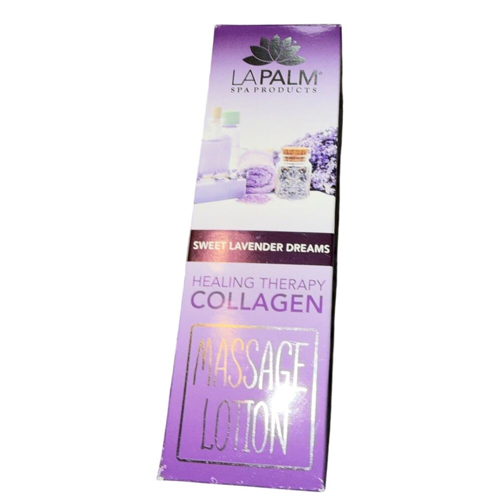 LA Palm Moisturizing Lovely Lavender Collagen Massage Lotion 8oz NEW In Box